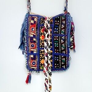 imayin Luxury Ethnic Handcraft Beaded Patchwork Crossbody Bag EUC